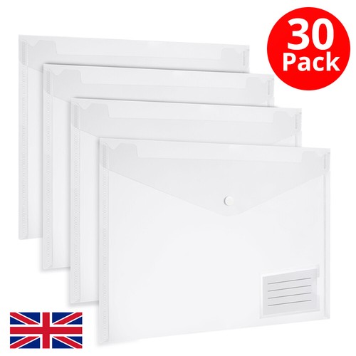 Plastic document wallets - 30, a4
